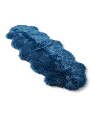 Echter Schaffell Diamantblau Doppelter Natürlicher, flauschiger seidiger, weicher echter Wollteppich