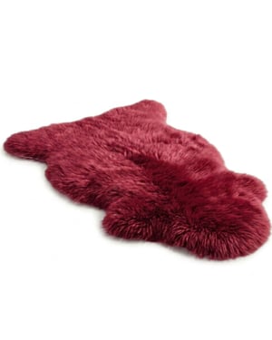 Echter roter Rosa-Schafsfell, natürlicher, seidiger, weicher, flauschiger echter Wollteppich