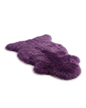 Echter, leuchtend violetter Schaffell, natürlicher, seidiger, weicher, fluffiger echter Wollteppich