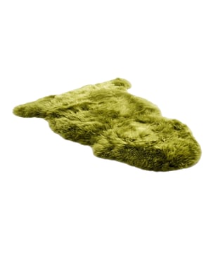 Echter grüner Schafsfell, natürlicher, seidiger, weicher, flauschiger echter Wollteppich