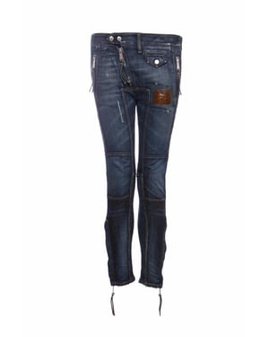 Dsquared2 blaue Patchwork-Bikerjeans. - Kopie