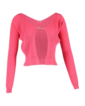 Jacquemus La Maille Pralu Cropped Cardigan aus rosa Viskose