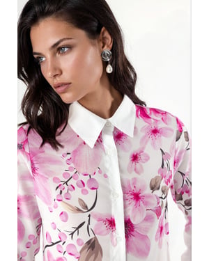 Blumenmuster Langarmshirt