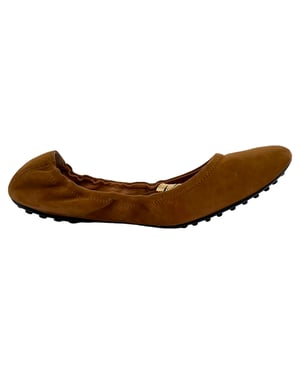 Tod's Ballerinas mit goldenem Ringdetail aus braunem Wildleder