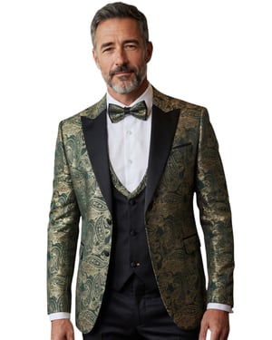 Herrengrüner vierteiliger Paisley maßgeschneiderter Hochzeitsanzug – AK2