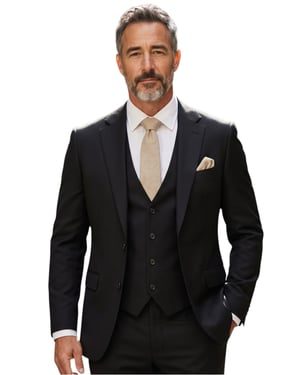Herren Schwarzer 3-teiliger formeller klassischer Business-Arbeitsanzug – IM30