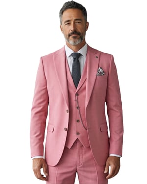 Dreiteiliger, taillierter Herrenanzug in Rosa - James