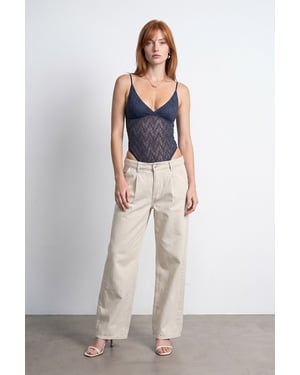 Spitzen Ärmelloses Bodysuit-Bluse