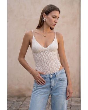 Spitzen ärmellose Bodysuit-Bluse