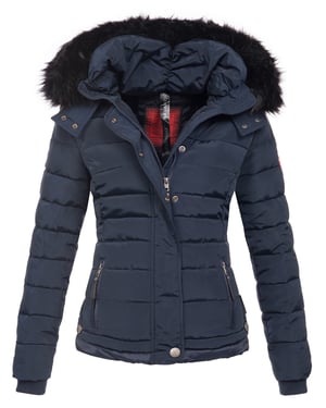 Navahoo Damen Winterjacke Chloe – Tailliert, Mit Abnehmbarer Kapuze & Edlem Kunstfell
