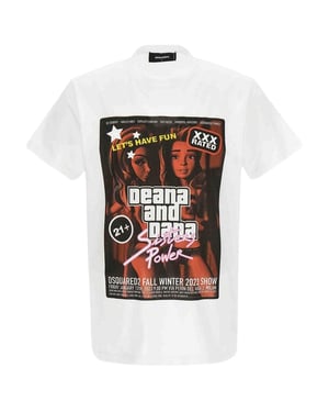 Dsquared2 Deana Und Dana Grafik Weißes T-shirt