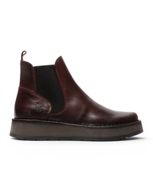 Fly London Damen-Chelsea-Stiefeletten aus Leder in Weinrot – RAWI131