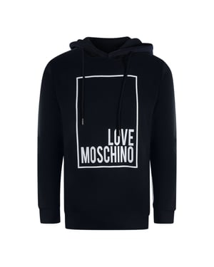Moschino Hoodie In Marineblau Mit Weißem Box-logo