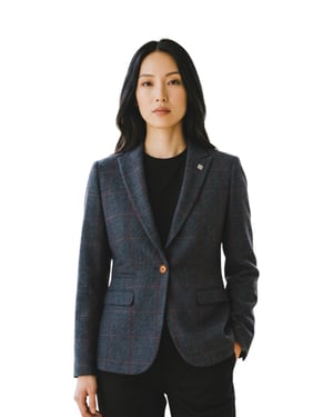 Damen-Marineblauer Tweed-Blazer maßgeschneiderte formelle Jacke – Madrid