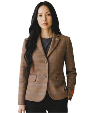 Damenjacke aus Eichenbraun, maßgeschneiderter karierter Tweed-Blazer – TPSTZ-7