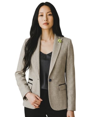 Damen-Creme-Karo-Woll-Mix, Fischgrät-Tweed-Sakko – Caridi
