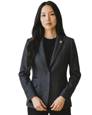 Damen-Schwarzer Woll-Tweed-Fischgrät-Karo-Blazer – WS-1