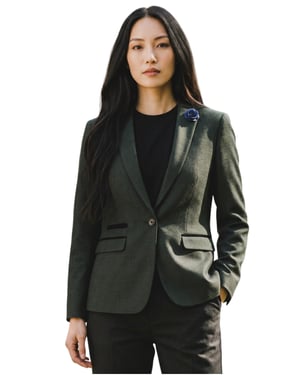 Damen-Makel-Woll-Mix-Herringbone Tweed maßgeschneiderter Blazer – Caridi