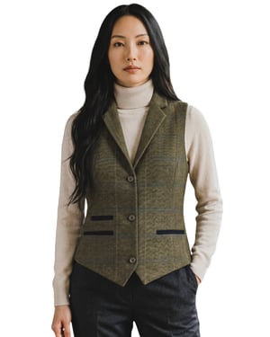 Damen-Oliv-Tailored Fit Tweed-Weste formelle Weste – TPSTZ-7