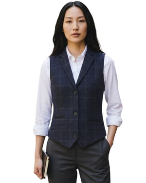 Damen-Marineblaue maßgeschneiderte Tweed-Weste formelle Weste – TPSTZ-7