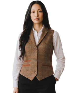 Damen-Eichenbraune maßgeschneiderte Tweed-Weste formelle Weste – TPSTZ-7