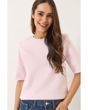 Gepolstertes Rundhals-T-Shirt