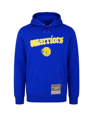 Mitchell & Ness NBA Golden State Warriors Old English Faded Herren Kapuzenpullover Blau