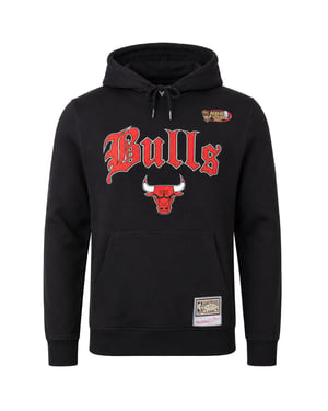 Mitchell & Ness NBA Chicago Bulls Old English Faded Herren Schwarz Hoodie