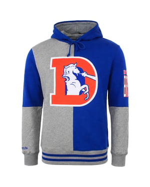 Mitchell & Ness NFL Denver Broncos Farbgeteilte Herren Kapuzenpullover Blau/Grau