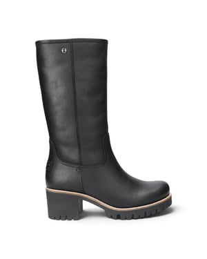 Panama Jack Wasserdichte hohe Winterstiefel mit Absatz aus schwarzem Leder für Damen - Patricia B17
