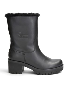 Panama Jack Wasserdichte warme Stiefel mit Absatz aus schwarzem Leder für Damen - Piola B48