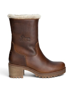 Panama Jack Wasserdichte warme Stiefel mit Absatz aus braunem Leder für Damen - Piola B8