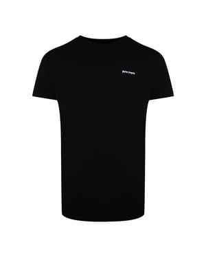 Klassisches Kurzarm-Stretch-Logo-T-Shirt in Schwarz