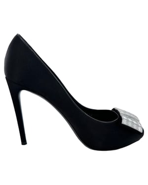 Louis Vuitton Pre-owned Peeptoe-Pumps aus Satin mit Kristallverzierung - Schwarz