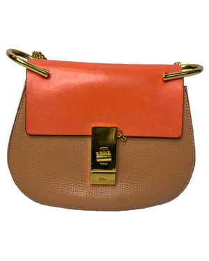 Chloé Mini Drew Ketten-Schultertasche aus orangefarbenem Leder