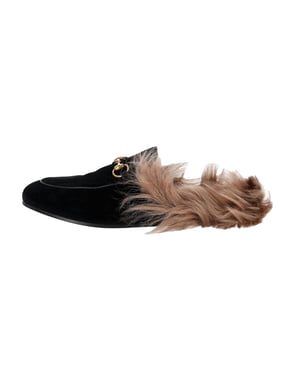 Gucci Princetown Pantoletten aus schwarzem Samt