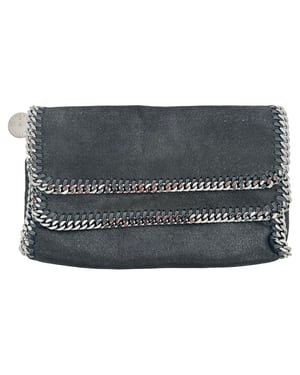 Stella McCartney Falabella Clutch-Tasche aus schwarzem Shaggy Deer