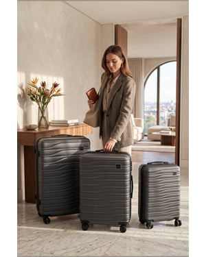 Hartschalen-Grey 8-Rollen Gepäckkoffer-Set - Vespera