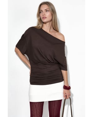 Boot-Hals Jersey-Bluse