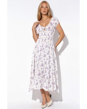 Blumen-Viskose-Maxi-Kleid