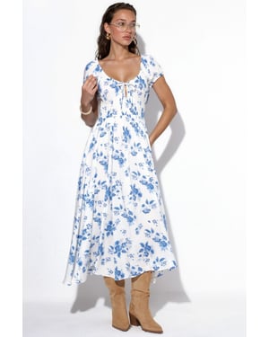 Blumen-Viskose-Maxi-Kleid