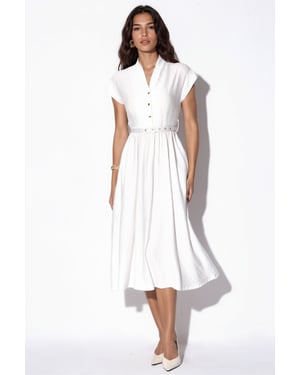 Strukturiertes Maxikleid mit Gürtel