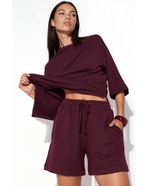 Busem Sweat-Shorts mit Kordelzug in mittlerer Taille - Bordeaux
