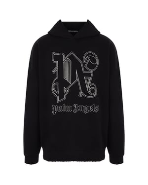 Schwarzer Kapuzenpullover mit Monogramm-Statement-Logo von Palm Angels