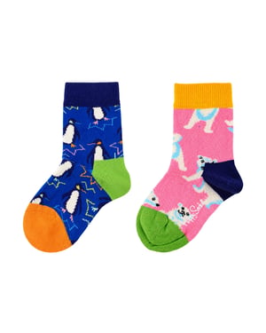 Happy Socks 2-Pack Buntgestreifte Pinguin & Eisbär