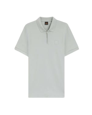 Boss - Poloshirt für Herren, mit kurzem Reißverschluss (Silber)
