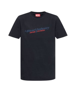 Marineblaues T-Shirt mit Logo der Diesel Industry Denim Division