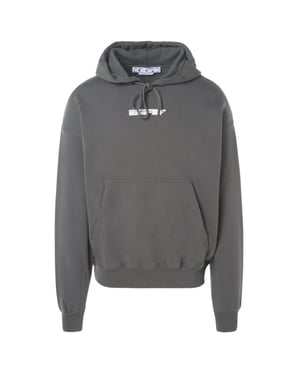 Off-White Teddy Arrow Skate Fit Stahlgrauer Kapuzenpullover