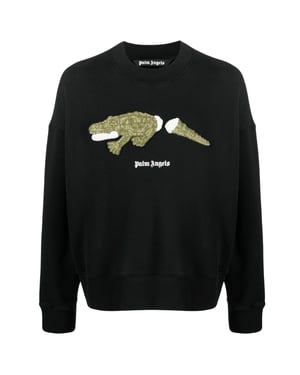 Schwarzer Pullover mit Kroko-Logo von Palm Angels