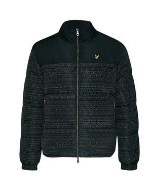 Lyle & Scott Fair Isle Reversible schwarze Pufferjacke